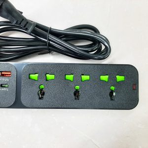 ALARGUE ZAPATILLA NEGRO 3 TOMAS + 3 USB + 1 TIPO C H45-012A20