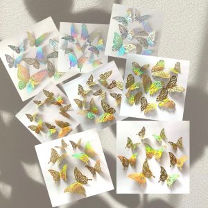 PACK 12 MARIPOSA METALIZADO PARA DECORACION 3D